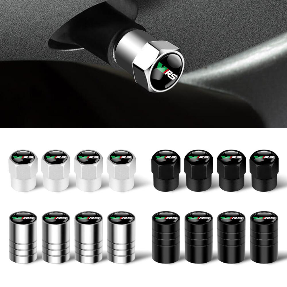 For Skoda Scala 4Pcs Car Wheel Tire Valve Stem Cover Cap Badge Accessories For Skoda Rapid Fabia Superb Kodiaq Kamiq S Virs VII Octavia Scala
