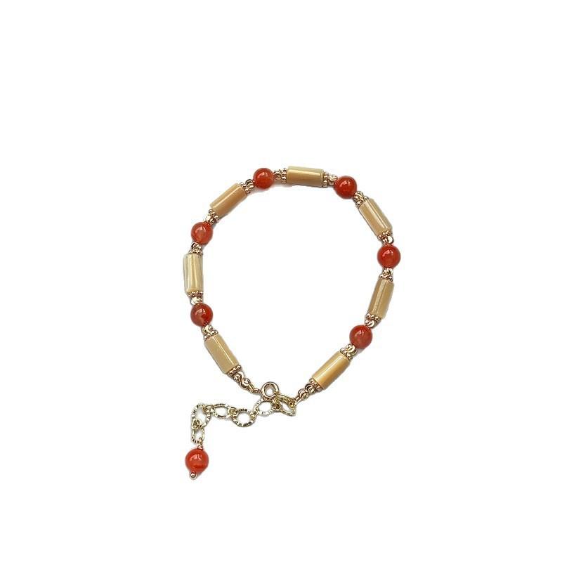 Yuguyao Original Design Shell Barrel Bead Southern Red Agate Bracelet for Women, Elegant and Luxurious, Niche Accessory for Best Friends