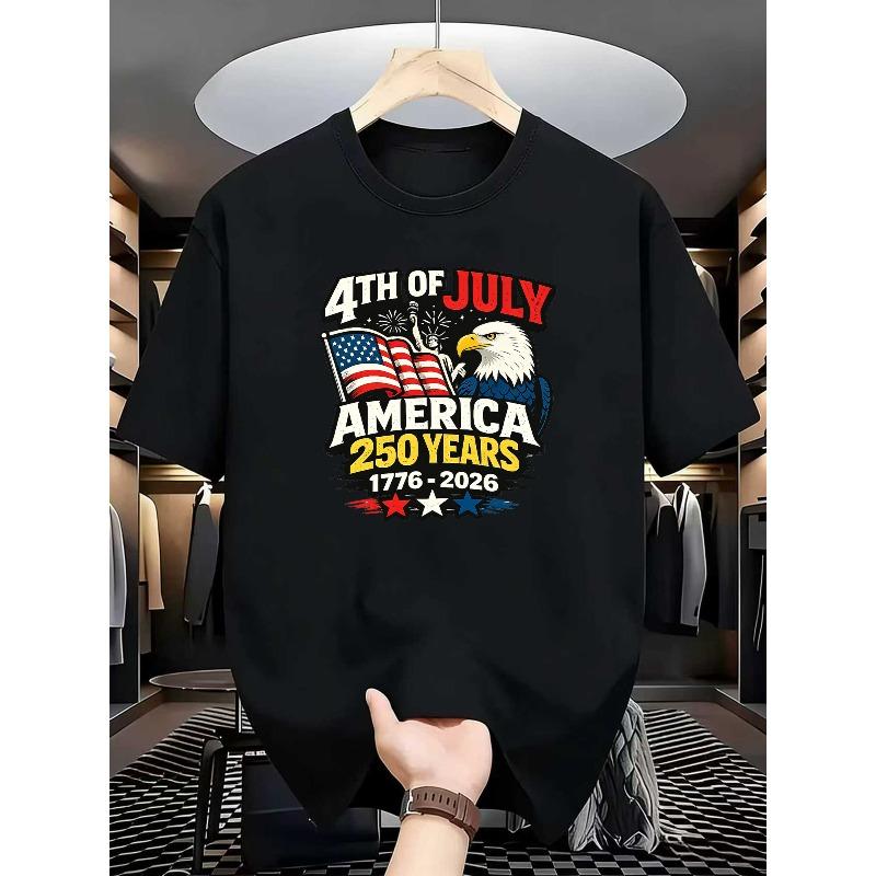 מידה אירופאית לגברים - עצמאות - סריג פוליאסטר רך, מתיחות בינונית, שרוולים קצרים לכל עונות השנה, חולצת טי צווארון עגול בסגנון רחוב