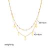 gold cross pendant layered necklace with colorful beads for women