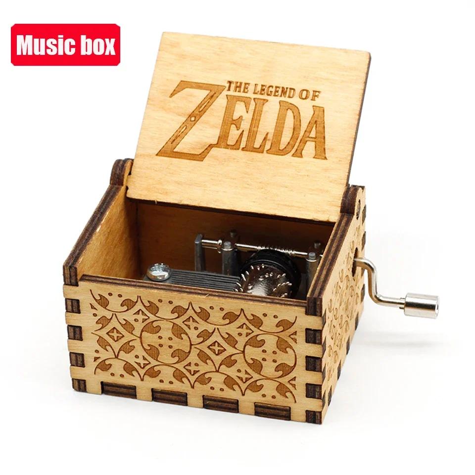 **Hot Antique carved Wooden Hand Crank Jurassic Park Music Box Action Toy Figure Anime Model Christmas Birthday Gift