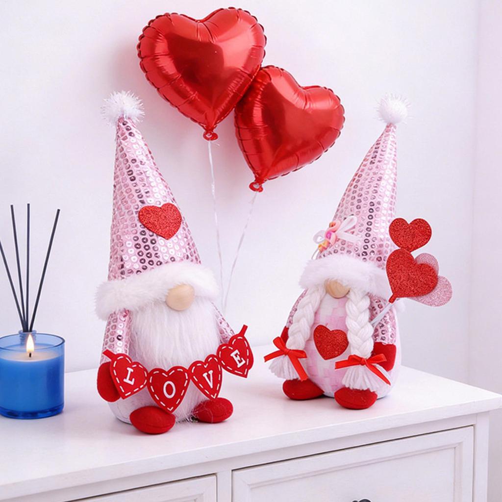 Valentine's Day Decorations Gnome Faceless Doll Ornaments Plush Knitted Love Faceless Dolls Holiday Party Surprise Gift Decor