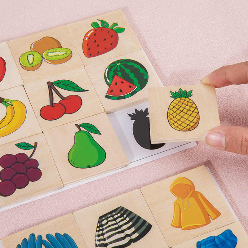 Montessori Early Childhood Teaching Aids Shadow Shape Matching Wooden Puzzles Focus Training Puzzle Toys