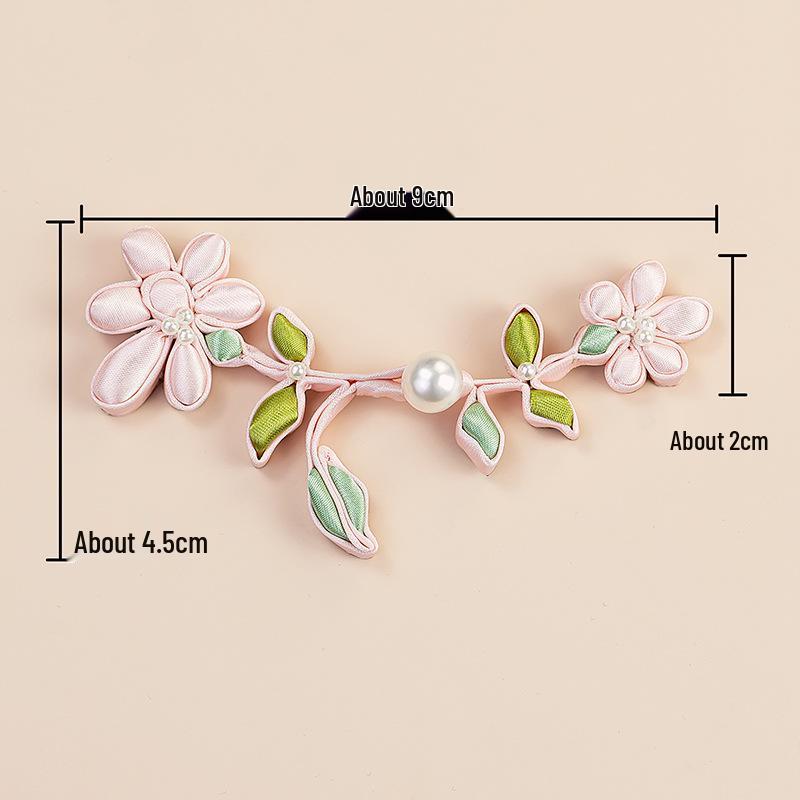 Hengmeihe Ethnic Style Qipao Top with Pearl Gardenia and Pan Buckle Handmade Buttons