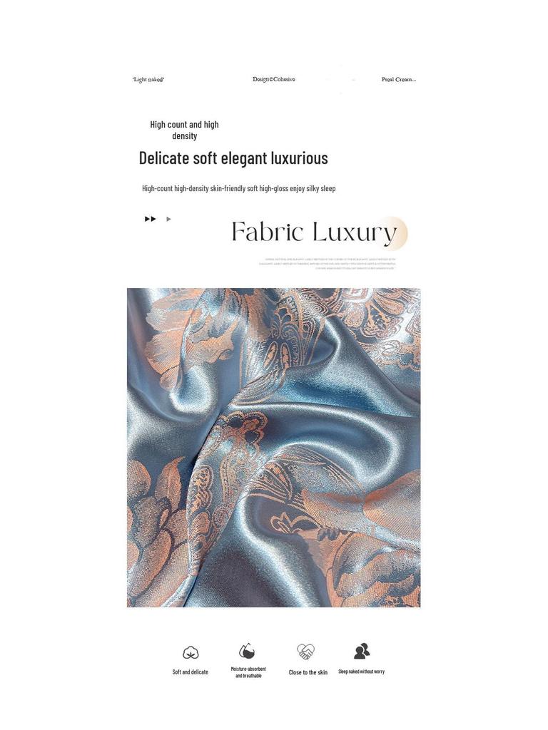 European Cotton Sateen Jacquard 4-Piece Skin-Friendly Bedding Set