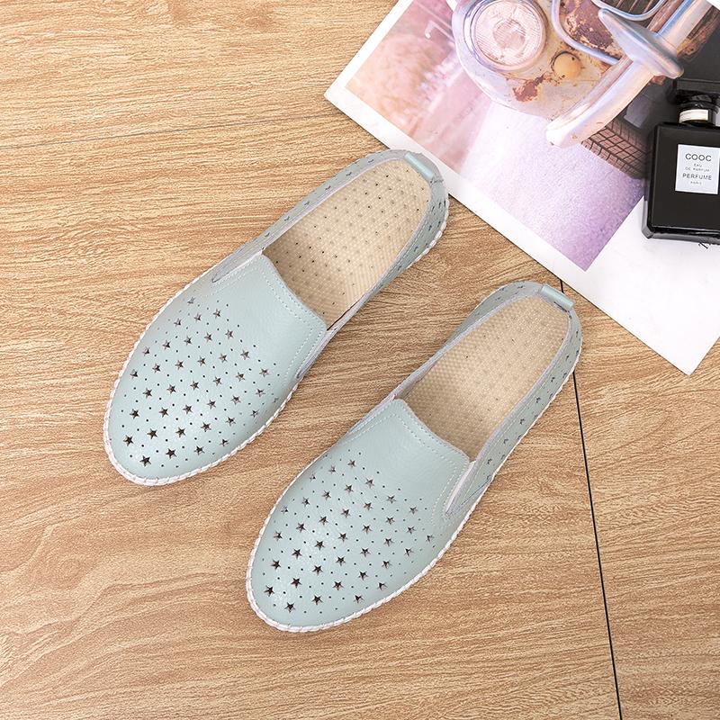 Genuine Leather Women Soft Sole Walking Shoes Girl Student Jooging Sneaker White Black Flats Female Casual Skate Trainers Summer