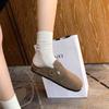 Fashion Summer Retro Birken Style Brown Faux Suede Flat Slippers Fashion Round Toe Platform Mules Outdoor Woman Soft Sole Cork Slides