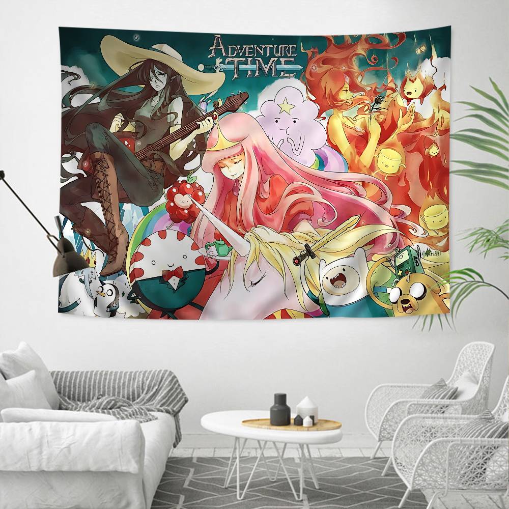 AAdventures Cartoon Time Anime Printed Large Wall Tapestry Cheap Hippie Wall Hanging Bohemian Tapestries Mandala INS Home Decor