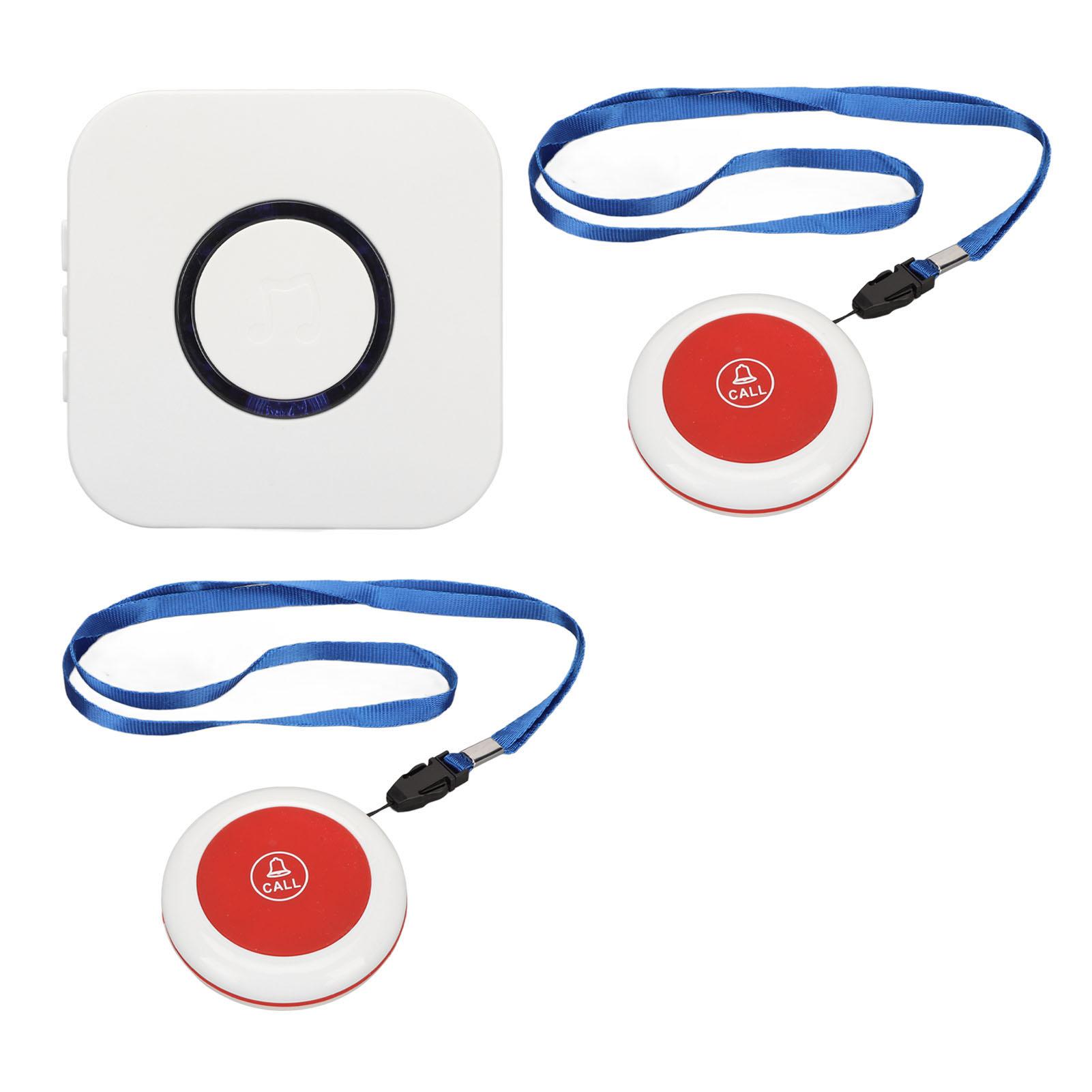 Wireless Caregiver Pager 1 for 2 Long Distance Transmission SOS Call Button for The Elderly Patient Disabled 100‑240V