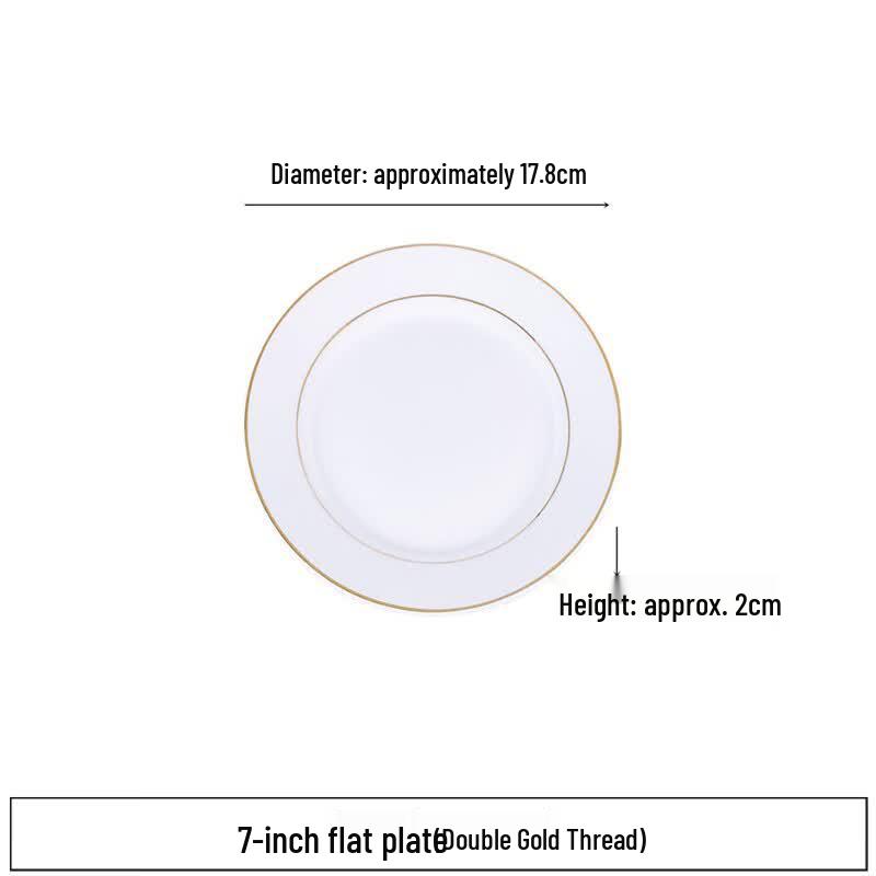 Elegant Gold Rim Round Ceramic Dinner Plate
