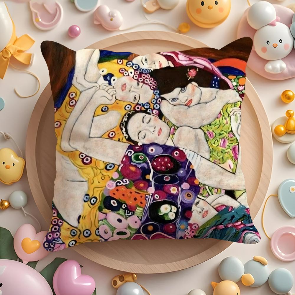 Gustav Klimt Obraz Olejny Poszewka na Poduszkę Krótki Plusz Dwustronny Nadruk Domowy Można Prać w Pralki w Ciepłą Zimę Poszewka na Poduszkę