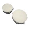 2PCS Wooden Hand Drum Double Row Metal Jingle Bells Sheepskin Percussion Tambourine 6in 8in