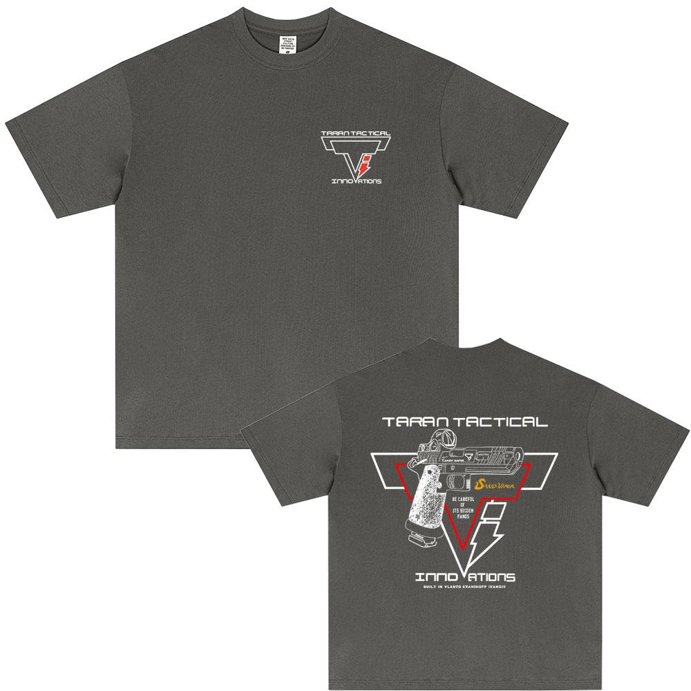 Taran Tactical Pistol Print Super Elastic Graphic T-shirt Unisex Casual Oversized T Shirts Men Women Fashion Vintage Tshirt Tops