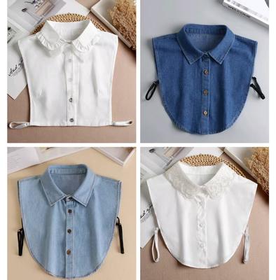 Camicia Colletto Falso in Cotone con Pizzo Bianco e Chiffon da Bambola per Donna Colletto Staccabile Volant Colletto Falso Donna Revers Colletti Decorativi da Top da Donna