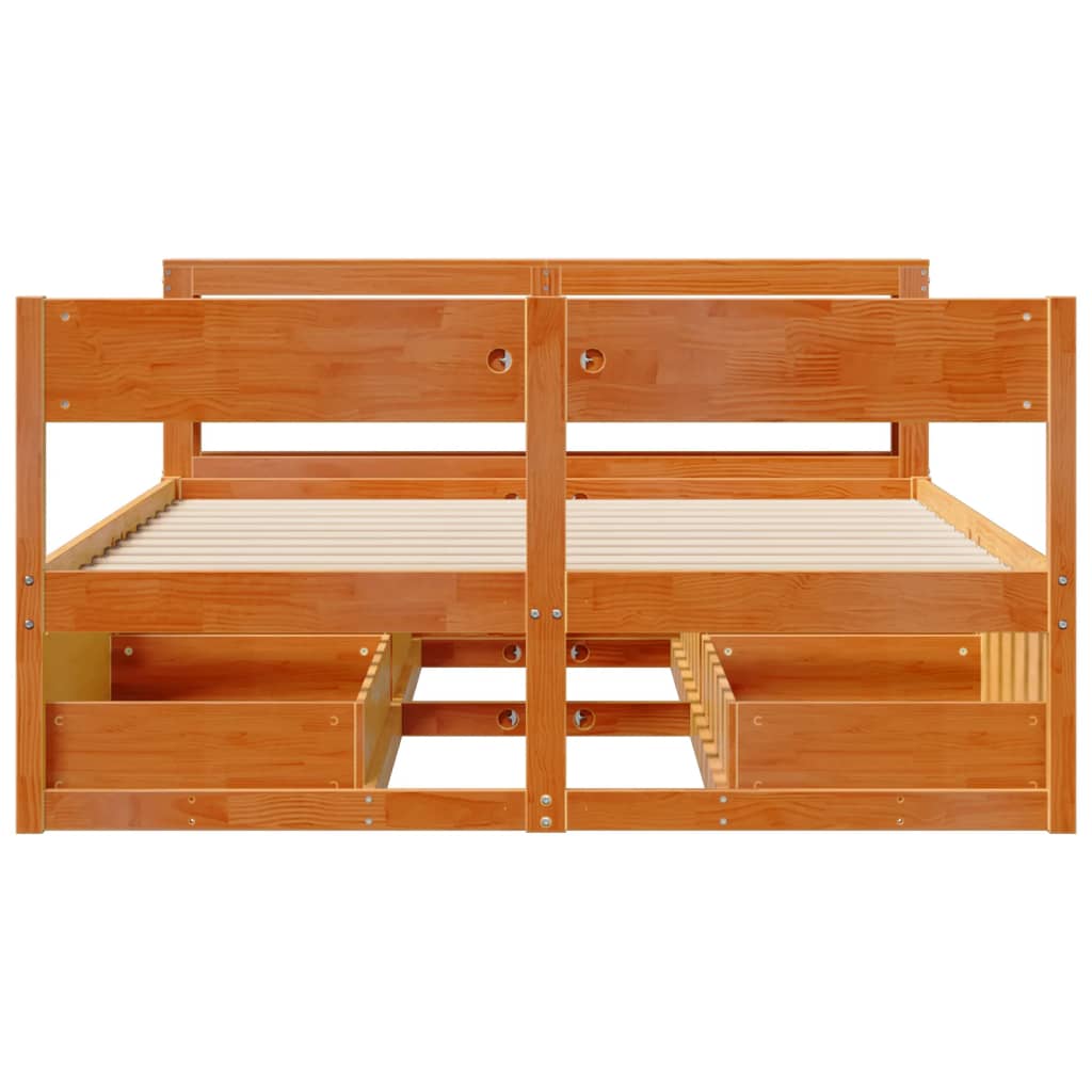 Solid Wood Bed Without Mattress Wax Brown 135 X 190 Cm Pine Wood