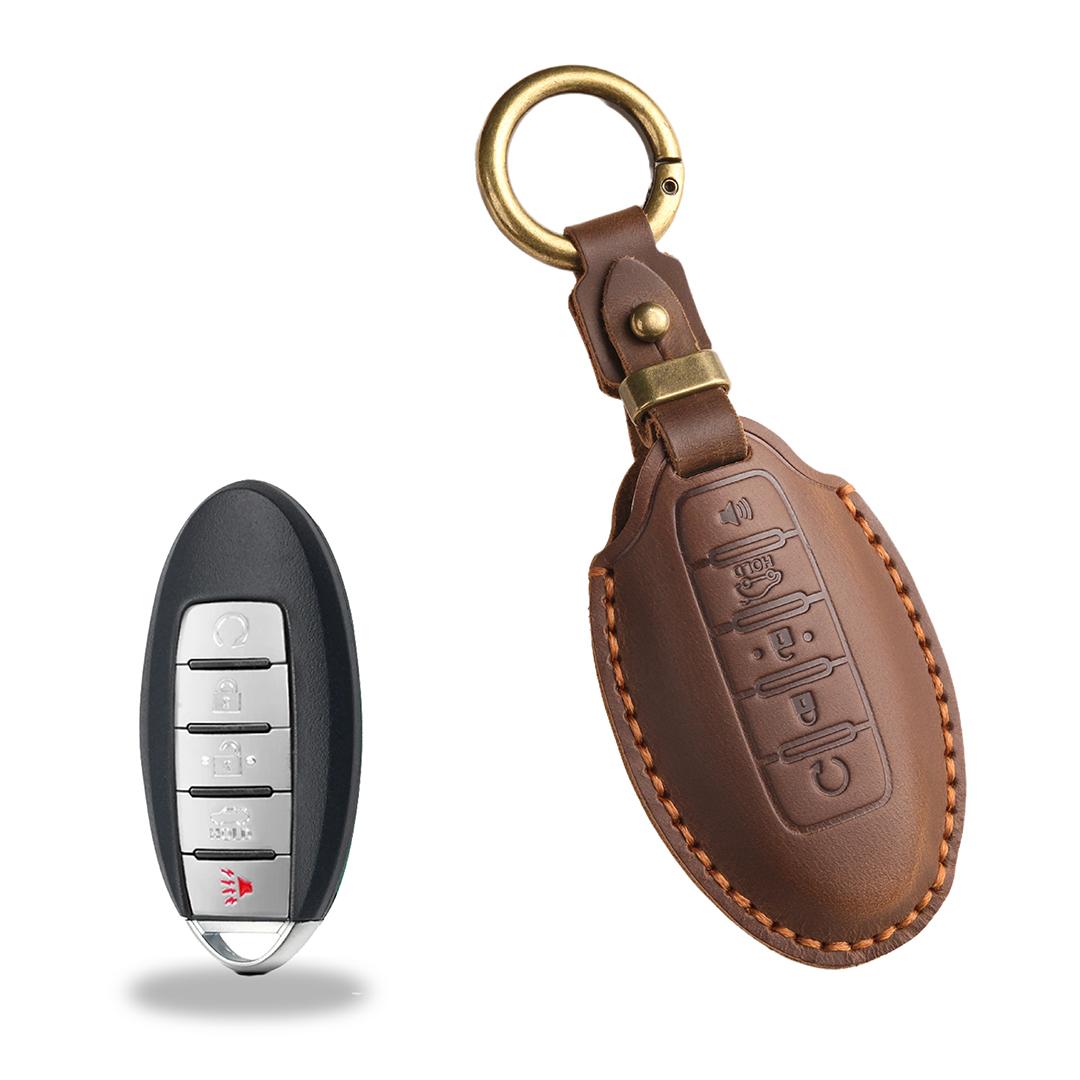 

[Nissan] чехол для ключа автомобиля брелок Ручная работа для Sylvanian/Teana/Qijun/EasyCard/Bluebird/Loulan 5 keys коричневый