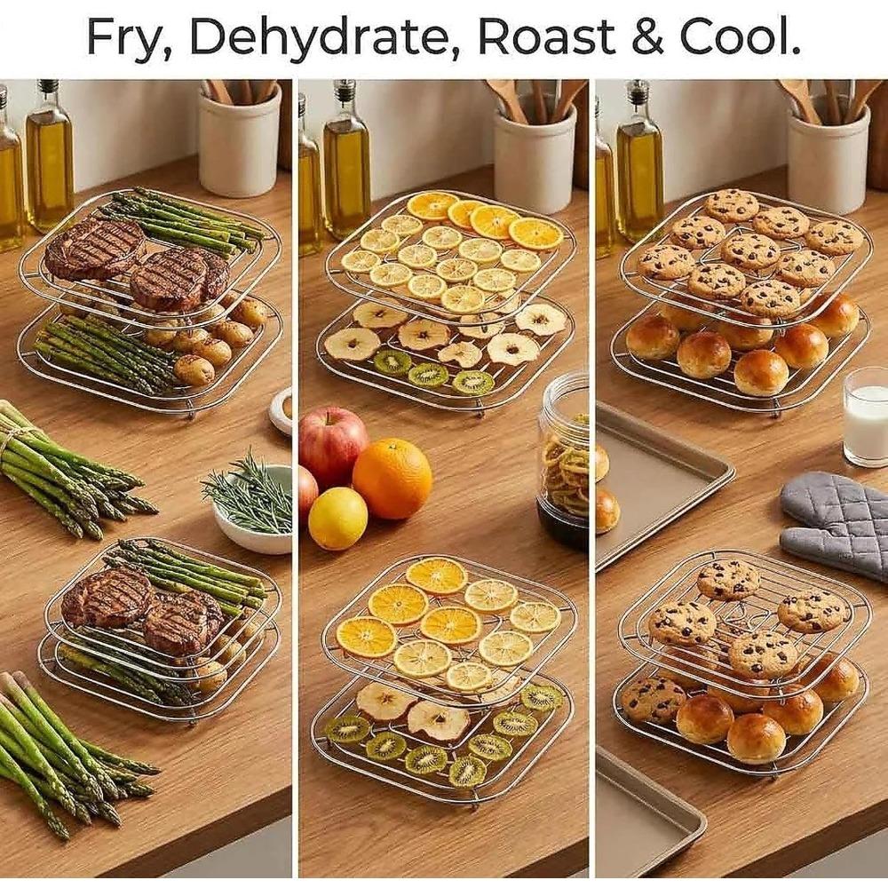304 stainless steel air fryer rack, a replacement crispy plate for FN101 and FN103 2.5-4 quart glass air fryers, upgrading airflow.
