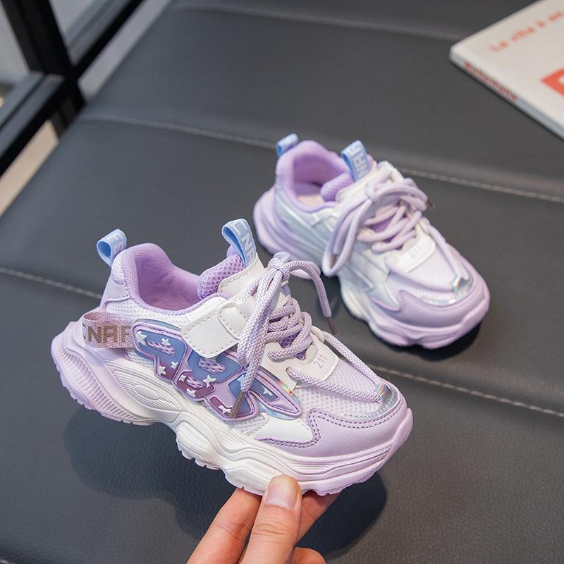 

Girls shoes sports shoes 2025 spring and autumn new gradual change of color casual shoes running shoes girls fashion soft-soled dad shoes 30 фиолетовый