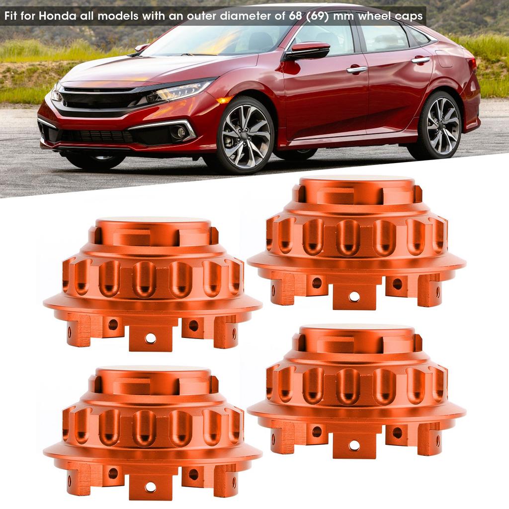 Wheel Center Cap 36136768640 Hub Cover Rim Fit for Honda with 68 (69) Mm Outer DiameterOrange