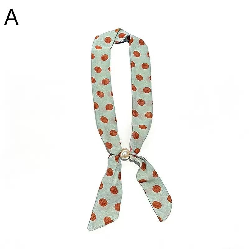 Vintage Polka Dot Chiffon Beaded Scarf For Women Lightweight Sheer Neck Scarf Fashion Accessory For Summer Daily Wear & Outfits