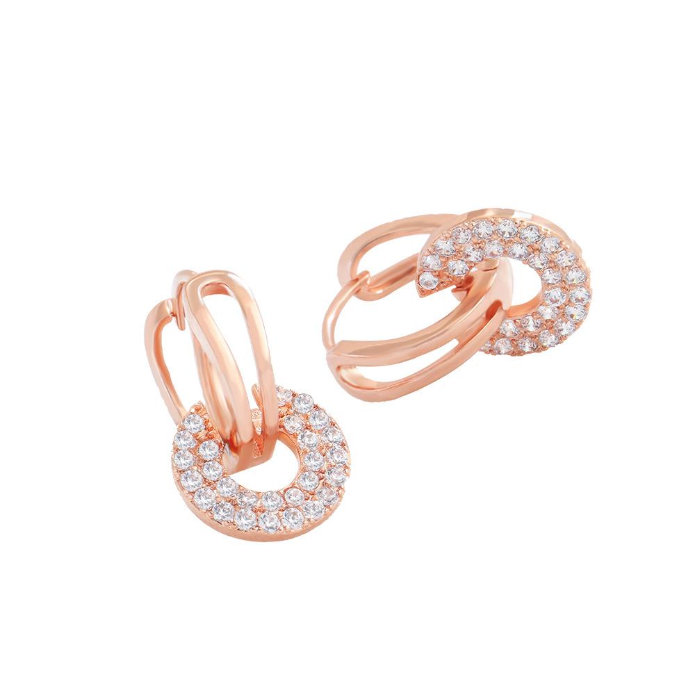 

Круглые серьги-гвоздики Женственность Простые Высококачественные Пряжки для ушей Индивидуальность Полные Бриллиантовые Серьги Прямые Поставки розового золота