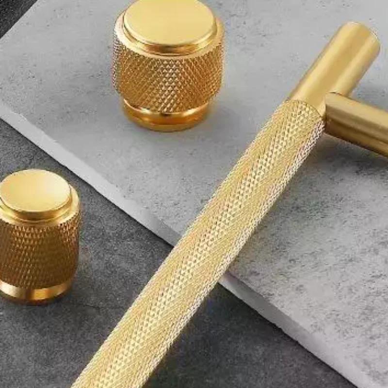 Gold Knurled Handles For Cabinet And Drawer Aluminum Alloy Wardrobe Handles Kitchen Cabinet Pulls Knurled Drawer Knobs