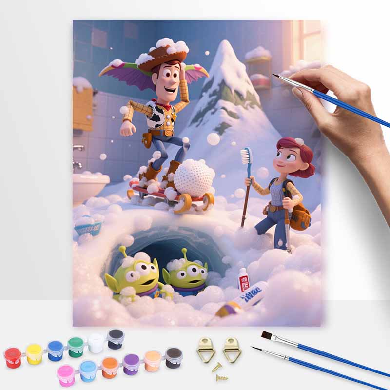 Disney Toy Story Bubble Bath Adventure Digital Oil Painting Art Kit Handmade Coloring Painting Home Decor
