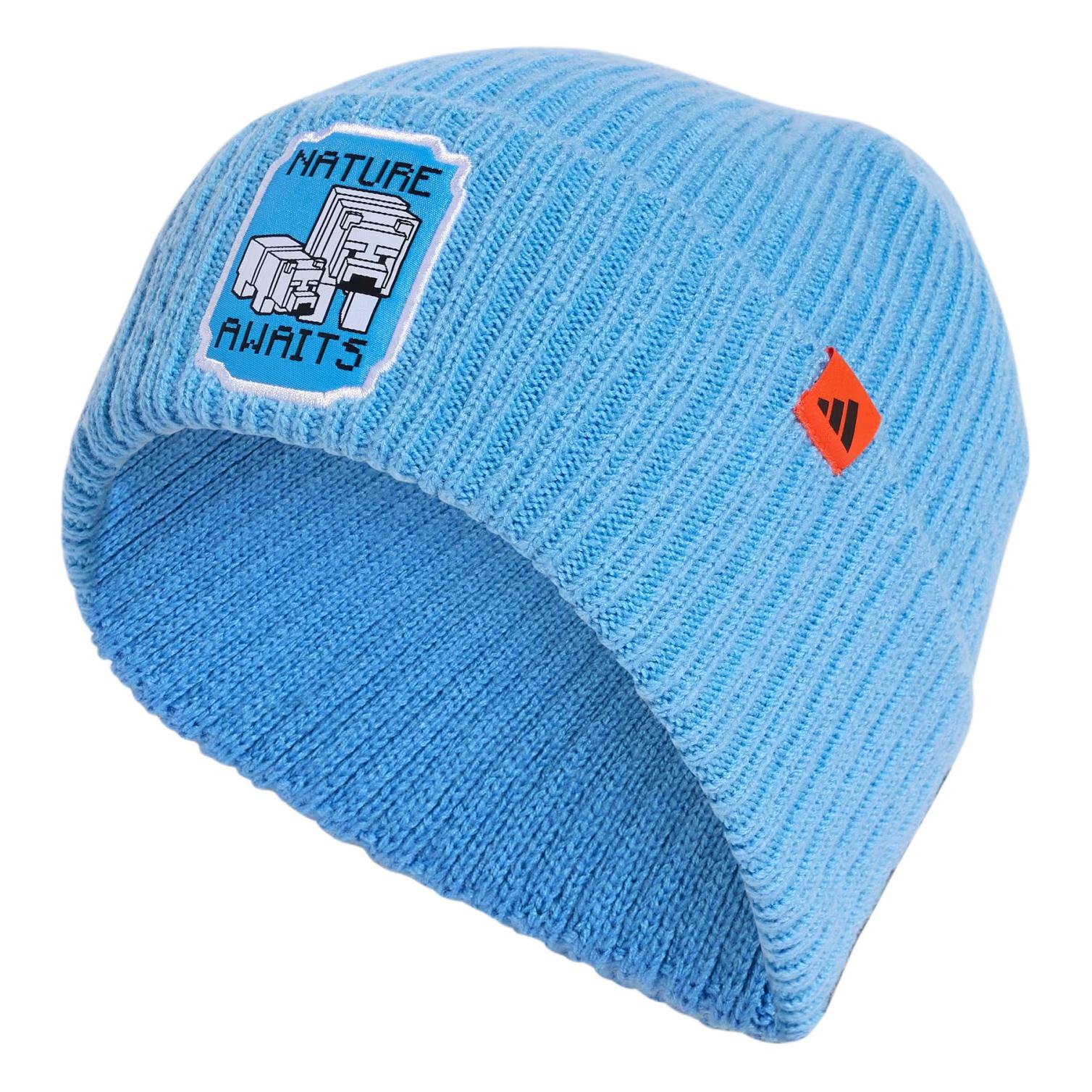 Adidas Minecraft Тематический Цифровой Игровой Узор Нашивка Флисовая Шапка Детские Шапки Синий KR2363 OSFC