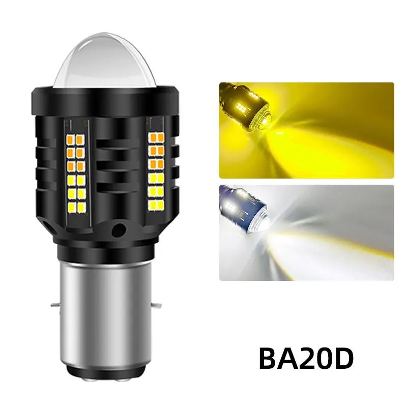 1PC H4 LED Headlight for Motorcycle H6 BA20D Bulbs White Yellow Hi Low Beam Projector Lens Fog Lamp Scooter Motorbike Headlamp