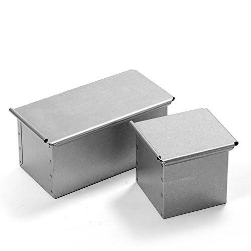 Tiger Crown Silver Bread Pan, 95 x 190 x 95mm, Square Bread Pan, 1 Loaf Capacity, Steel with Aluminum Plated Finish, with Sliding Lid, 2383