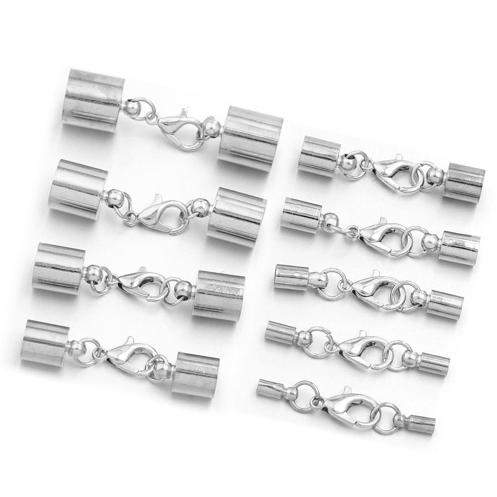 10Sets Leather Cord Bracelet Lobster Clasps Hooks 3 4 5 6 8 10mm Crimps End Tip Caps Connectors DIY Jewelry Making Accessories