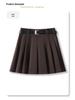 Women's Khaki High-Waisted A-Line Pleated Midi Skirt - 2024 Autumn/Winter Collection