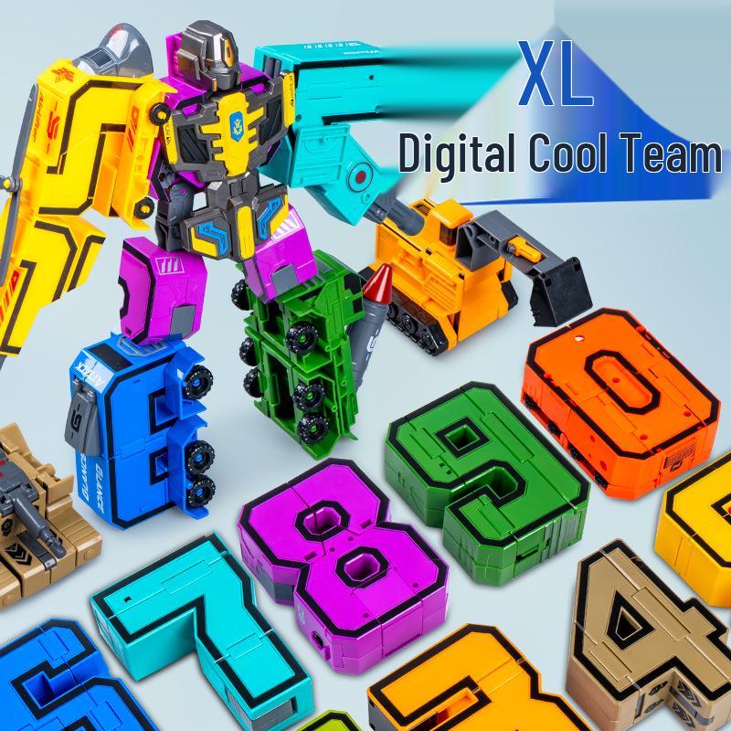 Number Transforming Robot Toy Set for Kids: 0-9 Educational Assembly for Elementary Students
