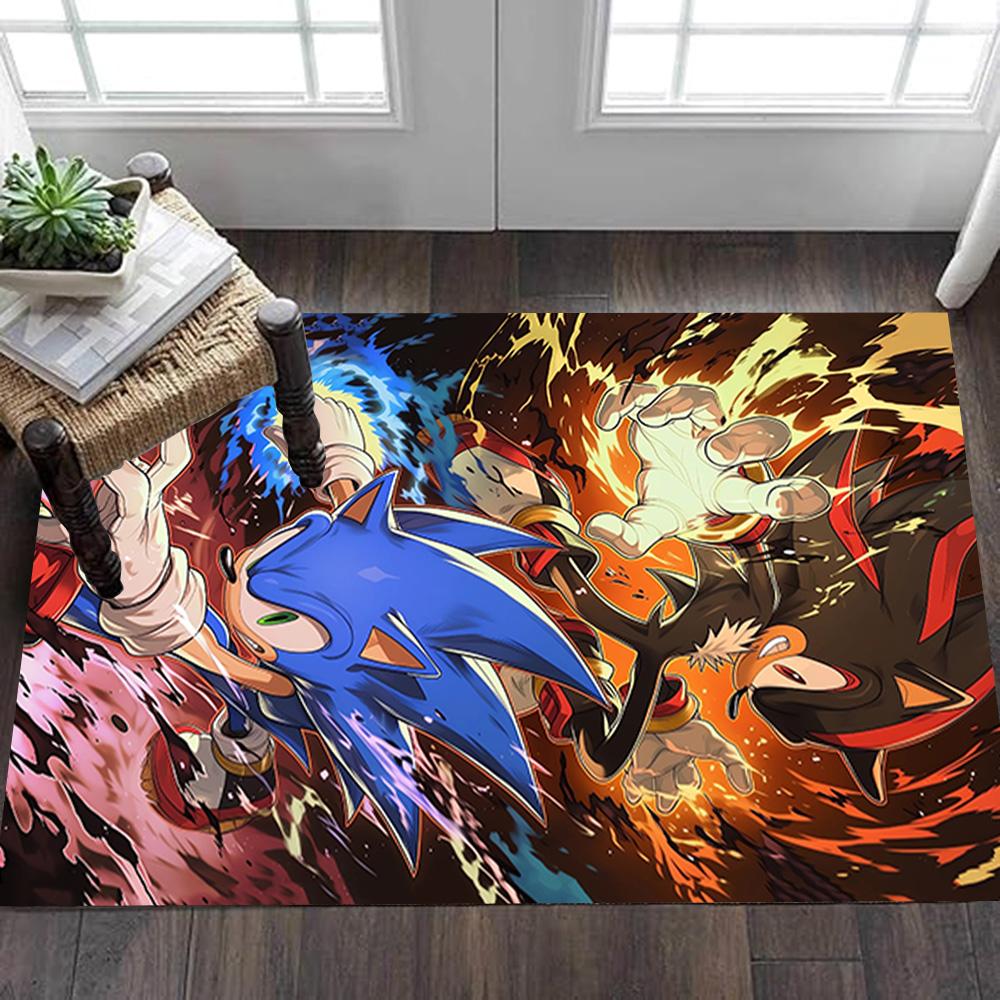 Sonic The Hedgehog Art Print Decoration,Carpet,Living Room,Bedroom, Non-slip,Square rug