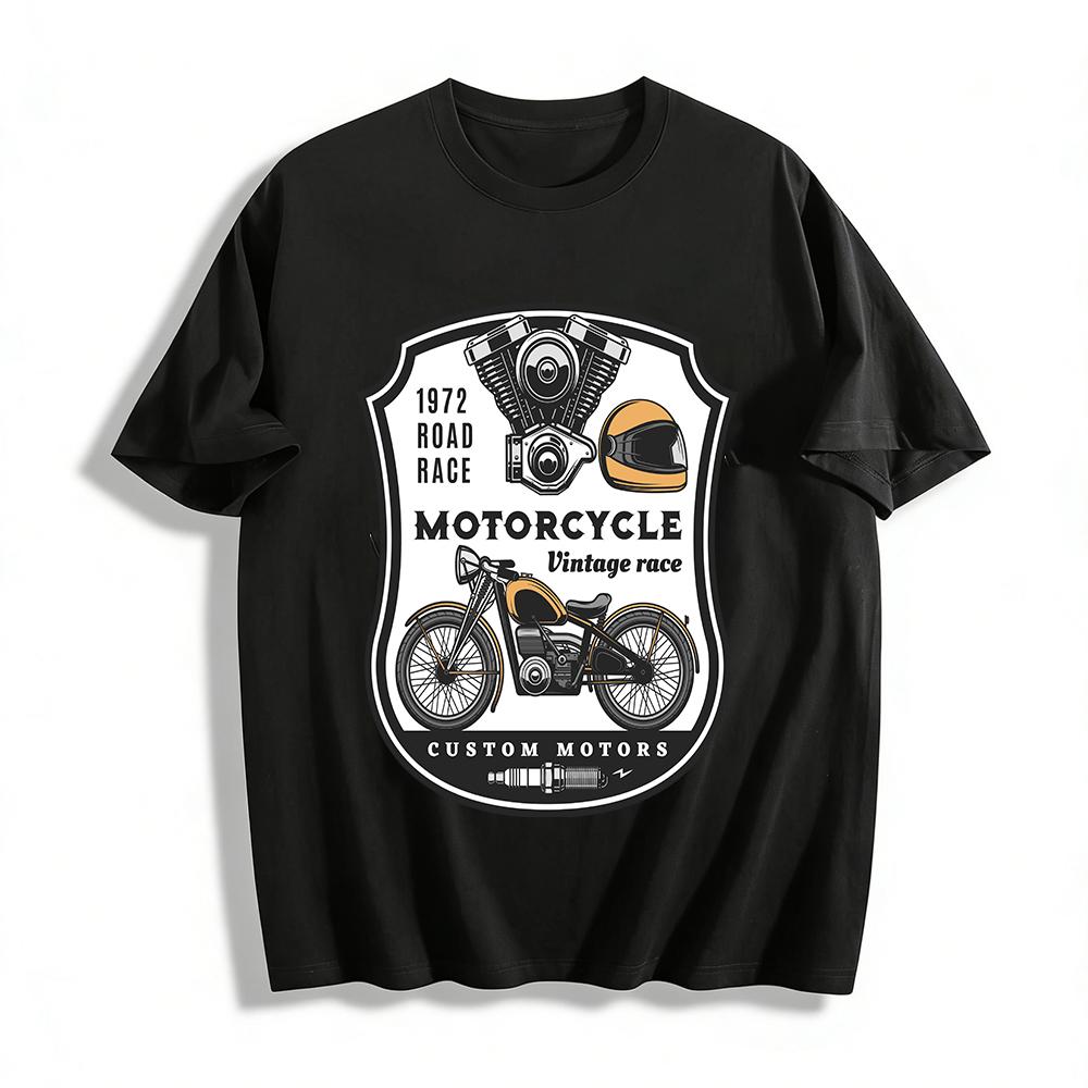 

Vintage 1972 Road Race Motorcycle Graphic Casual Tee Biker Culture Top Pure cotton T-shirt XXS