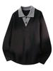 Men's Faux Two-Piece Polo Lapel Knit Sweater – High-End Old Money Style for Autumn/Winter