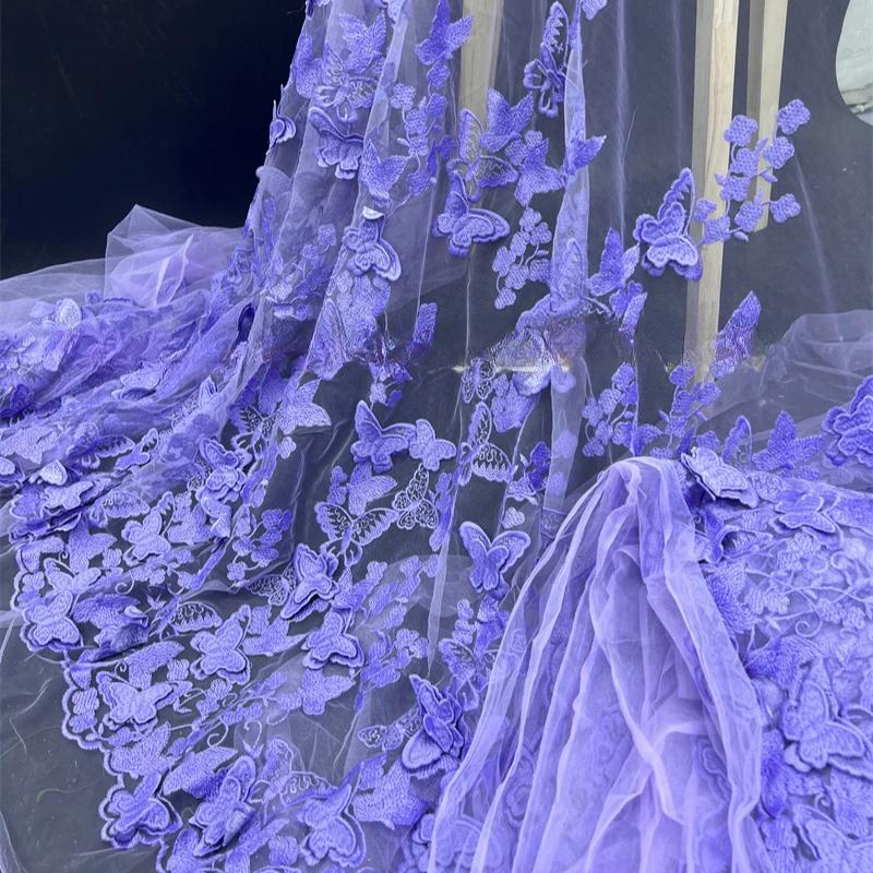 3D Hand-embroidered Cloth for Wedding Fabric Butterfly Embroidery Fabric DIY  for Dress Water-soluble Mesh Embroidery Lace
