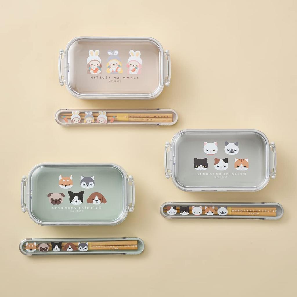 LIV HEART Lunch Sleepy Animals CAT Dishwasher Made in Box, (Total Length Approx. 17.5cm), Safe, Japan, 18111-02
