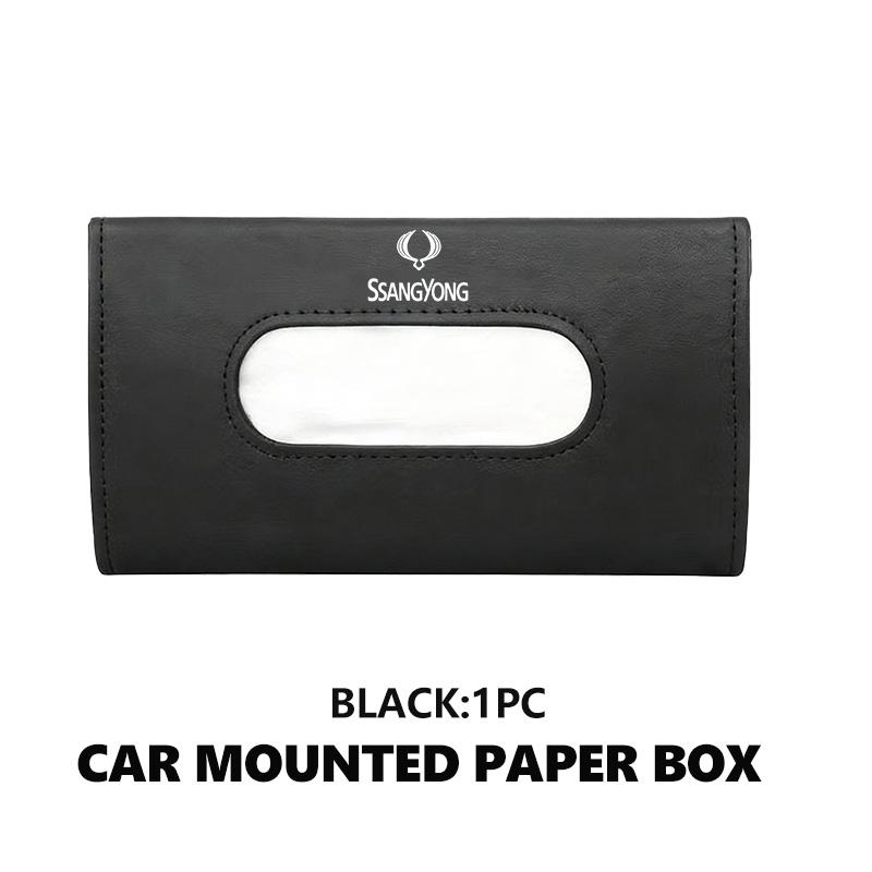 Car Tissue Box Towel Sun Visor Hanging Paper Holder Storage Decor For SsangYong Musso Rexton Torres Kyron Actyon Tivoli Rodius