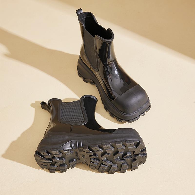 Women's Fashion Martin Rain Boots: Non-Slip, Thick Sole, Mid-Low Shaft, Height-Increasing Rubber Shoes