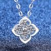 Sterling Moissanite Clover Pendant Necklace With Cubic Zirconia Delicate Chain Women Minimalist Floral Jewelry