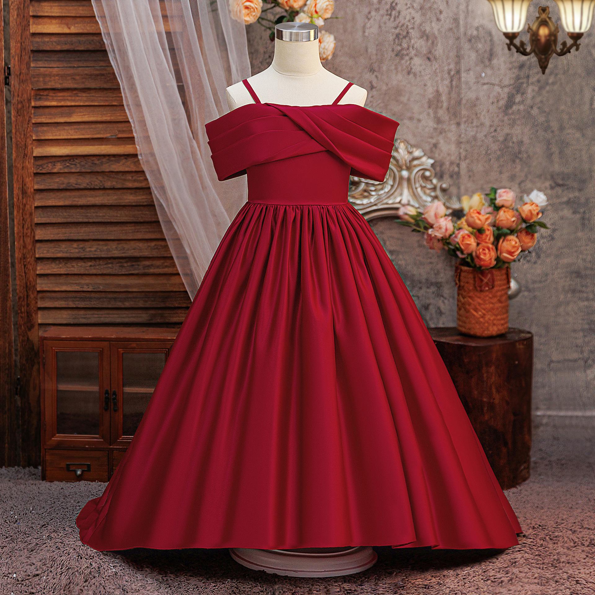 

Children s Off-Shoulder Solid Color Princess Gown for Piano Performance 2025 130cm/8Y