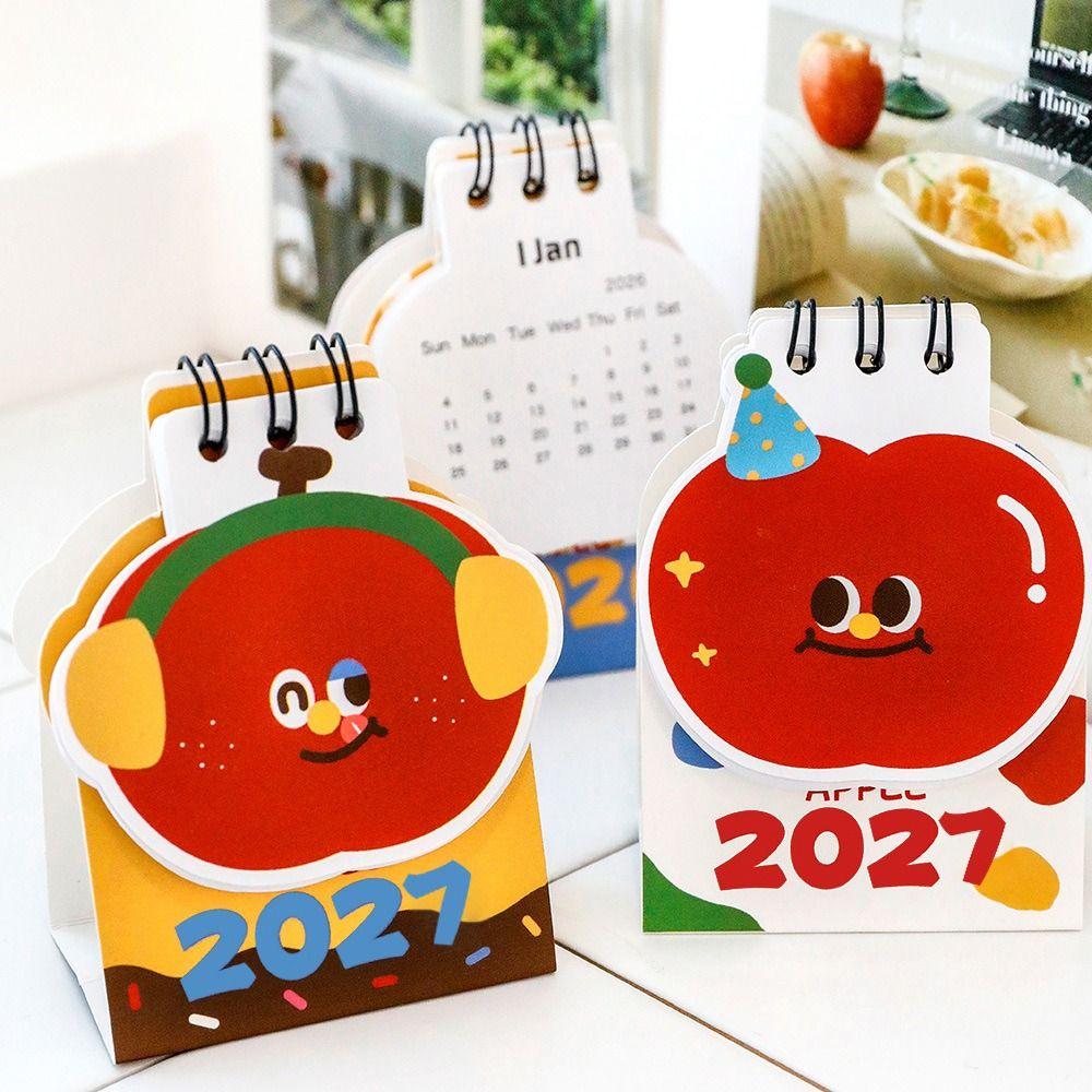 Mini Standing Calendar Appl Shape Desktop Calendar New 2027 Desk Calendar School Supplies