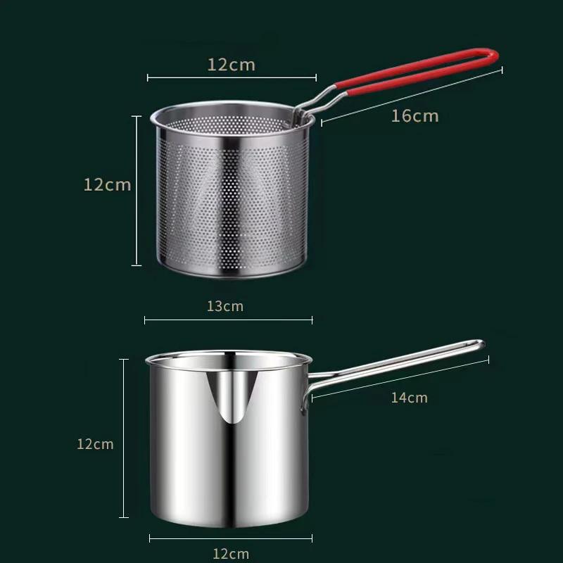 Deep Frying Pot With Strainer Basket Tong Stainless Steel Japanese Tempura Frying Pot For French Fries Chicken