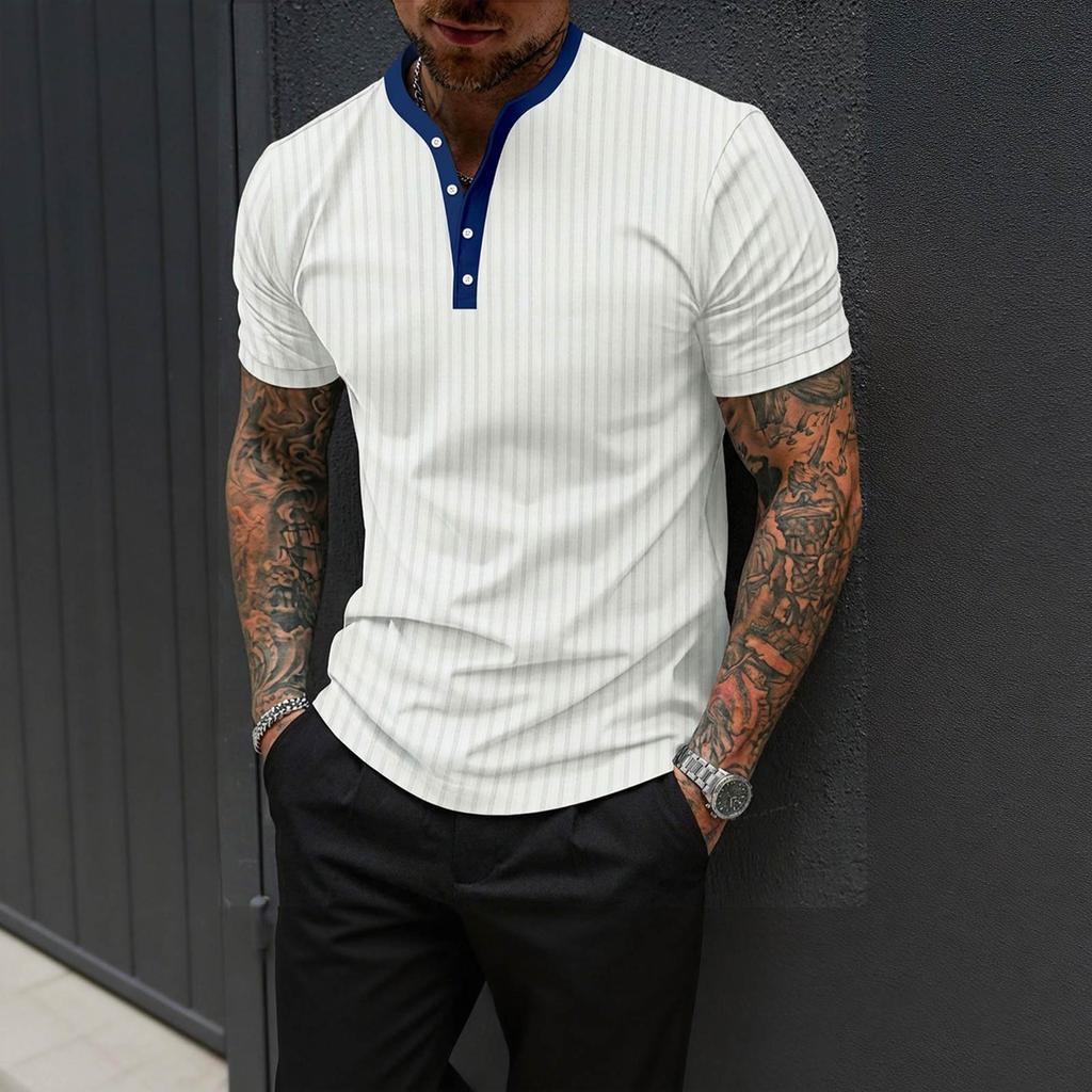 Men's High Stretch Ribbed Knit Stand Collar Shirt: Workout, Casual & Stylish