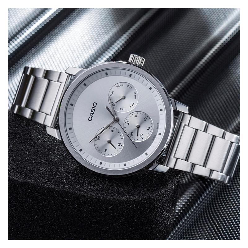 Casio CASIOSTANDARD Series Classic Simple Exquisite Fashion Silver Tri-fold Buckle 50 Meters Waterproof Quartz Movement Stainless Steel MTP-B305D-7EV