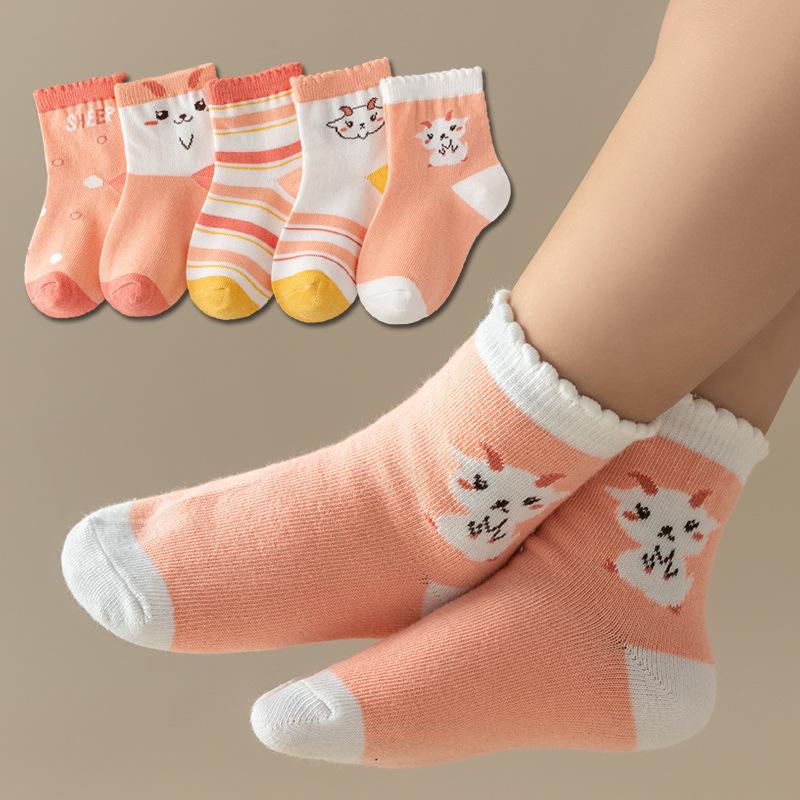5 Pairs Baby Cotton Socks Soft Cartoon Short Socks For Newborn Toddler Kids Boys Girls Age 0-10 Years Cute Sports Ankle Socks