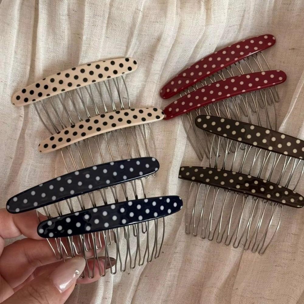 Polka Dot Comb Clip Non-Slip Bangs Hair Clip New Hair Side Combs  for Princess Hair Accessories