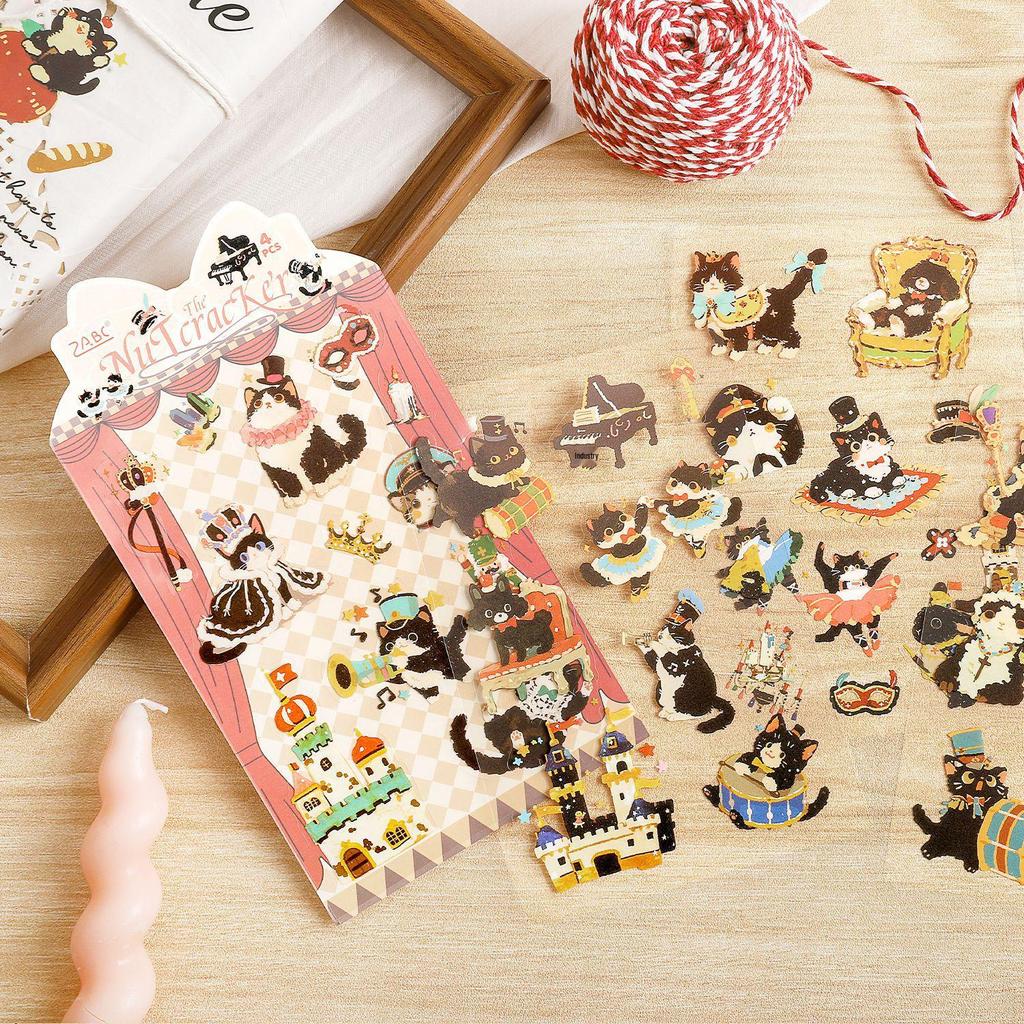 Mengmeng Black Cat Series Cartoon Stickers – Cute DIY Journaling Material, 6 Styles