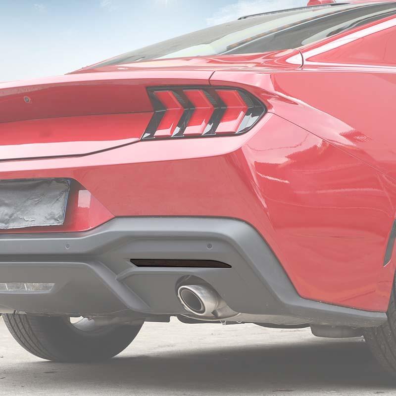 Auto-Dekorationsabdeckungen für Nebelschlussleuchten, ABS-Dekoration für Ford Mustang ab 2024, Außenzubehör, gesmokt, schwarz